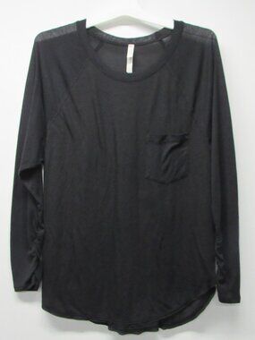 Free People FP Movement Black Long Sleeve Lightweight Pocket Tee T Shirt sz M